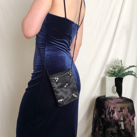 2/$20 | Vintage black satin beaded crossbody bag - Picture 2 of 10